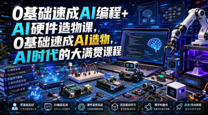 0基础速成AI编程+AI硬件造物课,0基础速成AI造物,AI时代的大满贯课程-造富网