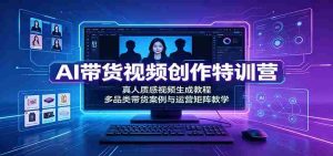 AI带货视频创作特训营:真人质感视频生成教程,多品类带货案例与运营矩阵教学-造富网