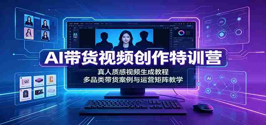 AI带货视频创作特训营:真人质感视频生成教程,多品类带货案例与运营矩阵教学-造富网