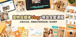 宠物自媒体Vlog+带货全套课程｜从图文生成、剪辑成片到带货变现一站式教学-造富网