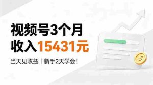 视频号3个月收入15431,当天见收益,新手2天学会!【揭秘】-造富网
