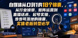 自媒体从0到1的18个锦囊,从行业侦察、矩阵运营到直播话术、起号实操,步步可落地的锦囊,实体老板转型必学-造富网