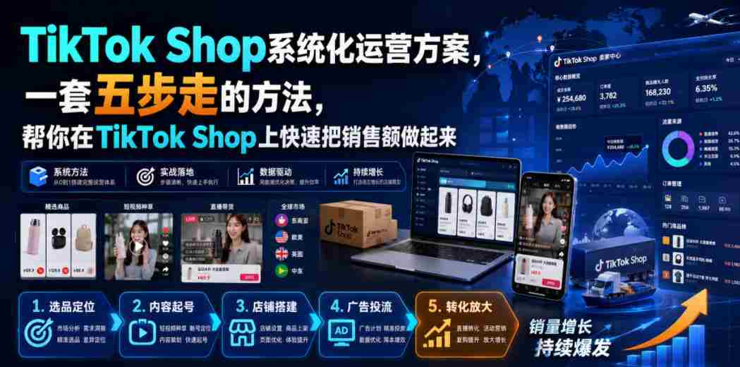 TikTok Shop系统化运营方案,一套五步走的方法,帮你在TikTok Shop上快速把销售额做起来【原创双语字幕】-造富网