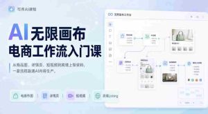 AI无限画布电商工作流入门课,从电商图片、详情页、带货视频到TK亚马逊产品上架模板实战,一套课程搞定-造富网