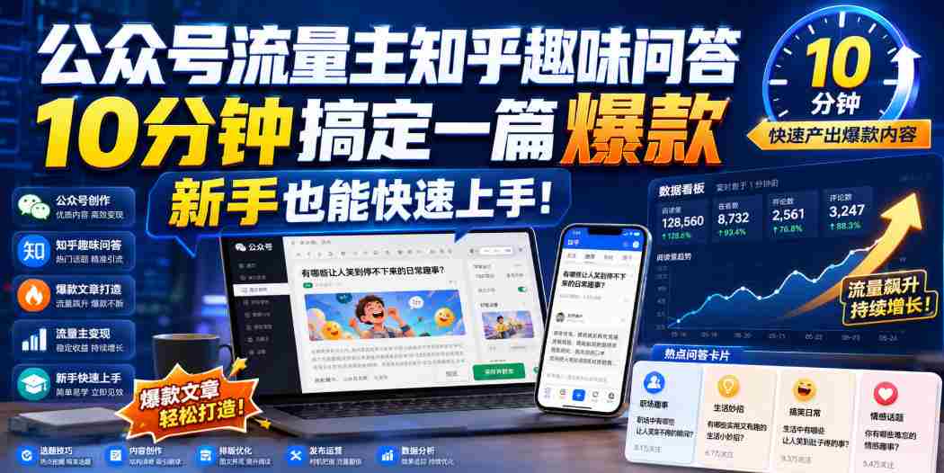 公众号流量主知乎趣味问答,10分钟搞定一篇爆款,新手也能快速上手!-造富网