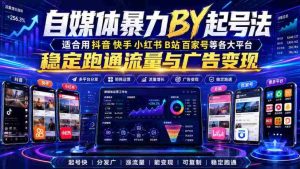 自媒体暴力搬运起号法,适合用抖音快手小红书B站百家号等各大平台,稳定跑通流量与广告变现-造富网