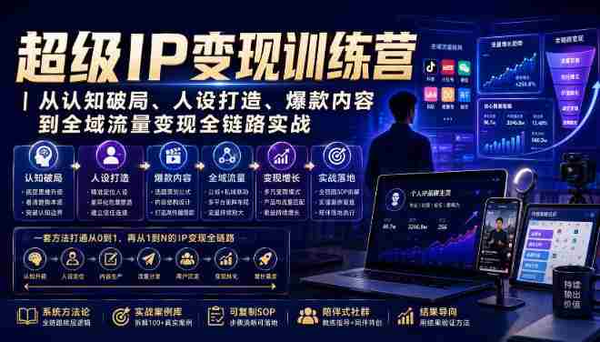 超级IP变现训练营|从认知破局、人设打造、爆款内容到全域流量变现全链路实战-造富网