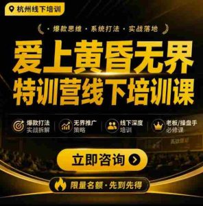 爱上黄昏无界特训营AI推广实战7月27-30杭州线下课,AI落地淘宝最完整的课程,学天猫淘宝的老板必看-造富网