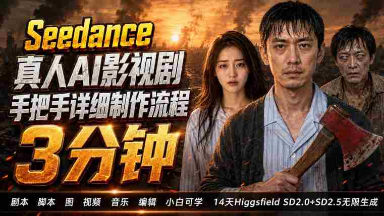 3分钟真人AI影视剧怎么做?SD 2.0手把手完整制作流程|Higgsfield 14天SD 2.0/2.5无限生成-造富网