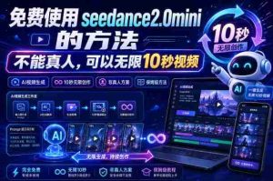 免费使用seedance2.0mini的方法,不能真人,可以无限10秒视频,9图+3音频参考-造富网