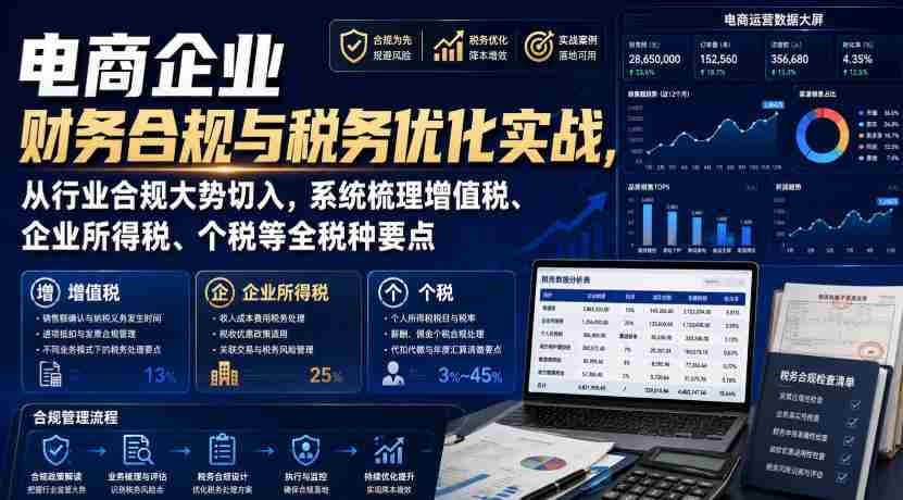 电商企业财务合规与税务优化实战,从行业合规大势切入,系统梳理增值税、企业所得税、个税等全税种要点-造富网