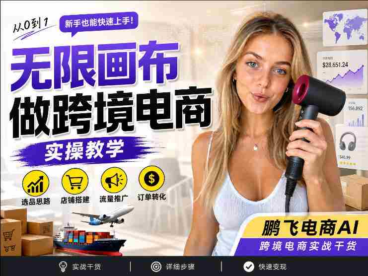 【跨境电商必备】AI无线画布制作商品宣传视频，四步搞定，无线画布工作流，操作简单好上手-造富网