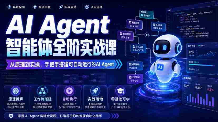 AI Agent智能体全阶实战课，从原理到实操，手把手搭建可自动运行的AI Agent-造富网