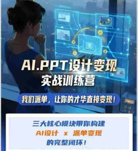 AI+PPT设计变现实战训练营，我们派单，让你的才华直接变现，三大核心模块带你构建Al设计x派单变现的完整闭环-造富网