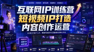 互联网IP训练营,短视频IP打造,内容创作运营-造富网