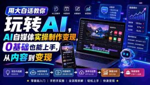 用大白话教你玩转AI,AI自媒体实操制作变现,0基础也能上手,从内容到变现-造富网