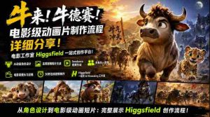 牛来!牛德赛!电影级动画片制作流程详细分享!电影工作室Higgsfield一站式创作平台,完整创作流程-造富网