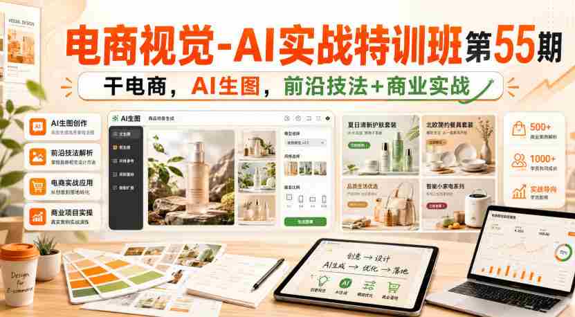 电商视觉-AI实战特训班第55期,干电商,AI生图,前沿技法+商业实战-造富网