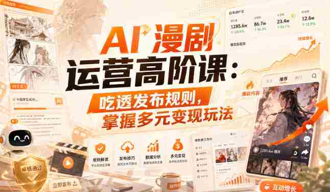 AI漫剧运营高阶课:吃透发布规则,掌握多元变现玩法-造富网