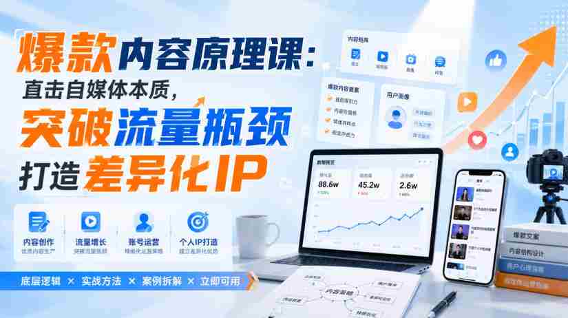 爆款内容原理课:直击自媒体本质,突破流量瓶颈打造差异化IP-造富网