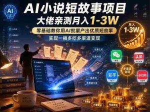 AI小说短故事项目,大佬亲测月入1-3W,零基础教你用AI批量产出优质短故事,实现一稿多吃多渠道变现(更新0824)-造富网