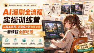 AI漫剧全流程实操训练营,从脚本出图、运镜成片到合规变现,一套课程全部吃透-造富网