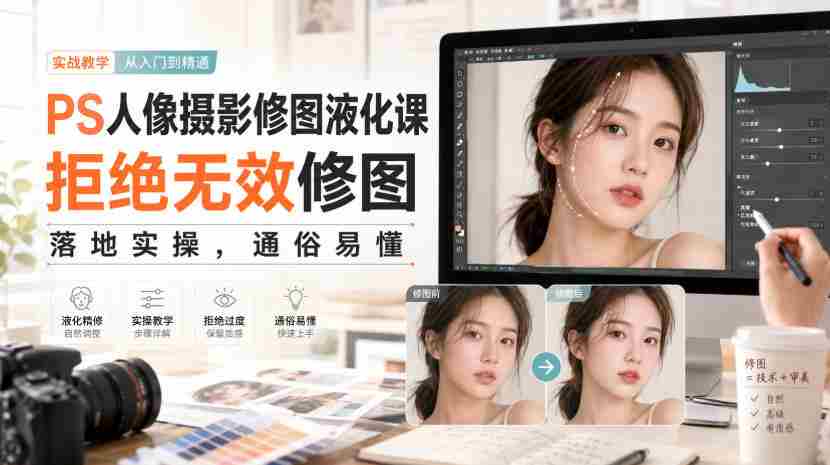 PS人像摄影修图液化课，拒绝无效修图，落地实操，通俗易懂-造富网
