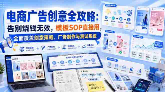 电商广告创意全攻略:告别烧钱无效,模板SOP直接用,全面覆盖创意策略、广告制作与测试系统【原创双语字幕】-造富网