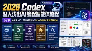 (20221期)2026 Codex深入浅出AI编程智能体教程:53节从快速入门、国产模型接入到C++与MFC开发系统实战-造富网