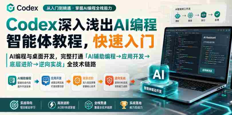 Codex深入浅出AI编程智能体教程，快速入门AI编程与桌面开发，打通「AI辅助编程→应用开发→底层进阶→逆向实战」全技术链路-造富网