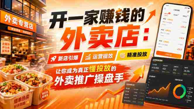 开一家賺钱的外卖店：新店引爆·运营提效·精准投放，让你成为真正懂投放的外卖推广操盘手-造富网