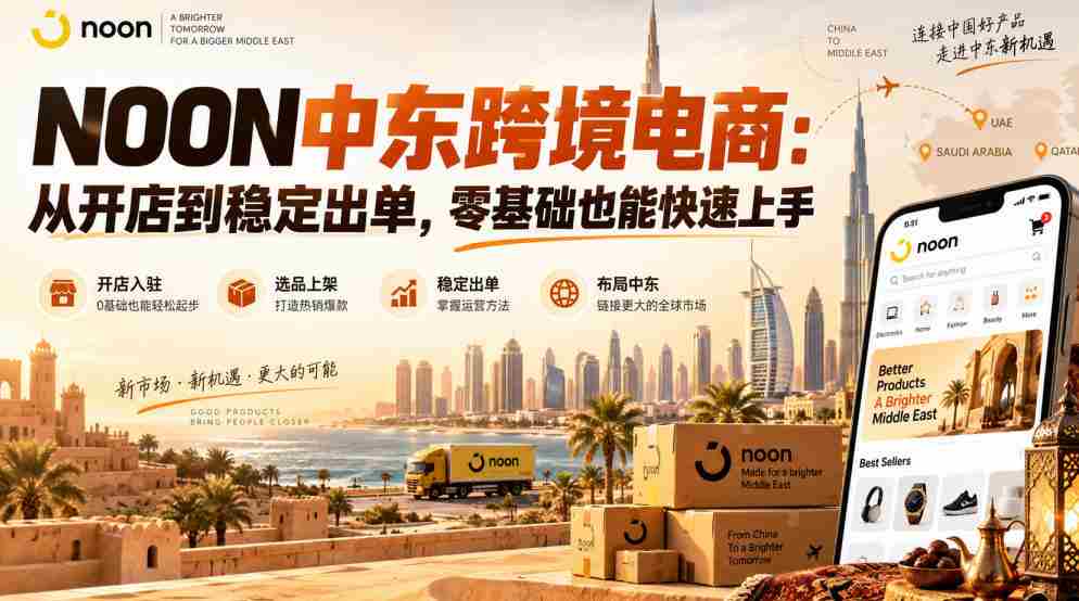 NOON中东跨境电商:从开店到稳定出单,零基础也能快速上手(更新2026)-造富网