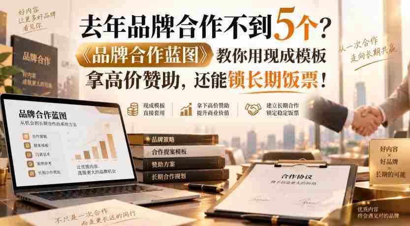 去年品牌合作不到5个?《品牌合作蓝图》教你用现成模板拿高价赞助,还能锁长期饭票!【原创双语字幕】-造富网