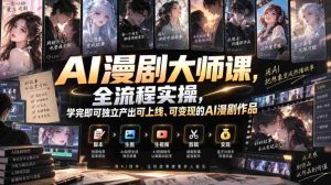 AI漫剧大师课,全流程实操,学完即可独立产出可上线、可变现的AI漫剧作品-造富网