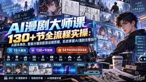 (20326期)AI漫剧大师课130+节全流程实操:从剧本角色、智能分镜到配音运镜剪辑,系统掌握AI漫剧完整制作-造富网
