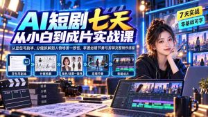 (20329期)AI短剧七天从小白到成片实战课:从豆包写剧本、分镜拆解到人物场景一致性,掌握运镜节奏与剪辑完整制作流程-造富网