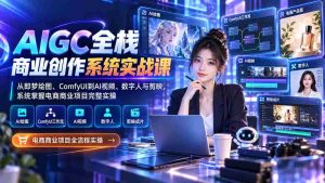 (20342期)AIGC全栈商业创作系统实战课:从即梦绘图、ComfyUI到AI视频、数字人与剪映,系统掌握电商商业项目完整实操-造富网