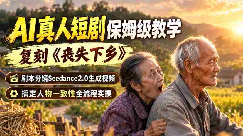 AI真人短剧保姆级教学,复刻《丧失下乡》,剧本分镜Seedance2.0生成视频,搞定人物一致性全流程实操-造富网