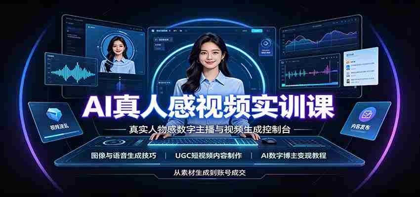 AI真人感视频实训课:图像语音生成,UGC内容制作,AI数字博主变现教程-造富网