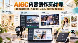 AIGC内容创作实战课,覆盖电商主图详情图、产品宣传片、AI短剧、小红书笔记等真实场景-造富网