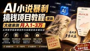 (20357期)AI小说短故事暴利搞钱项目教程-更新,大佬亲测月入1-3万,从零教学短故事创作与投稿变现全套玩法-造富网
