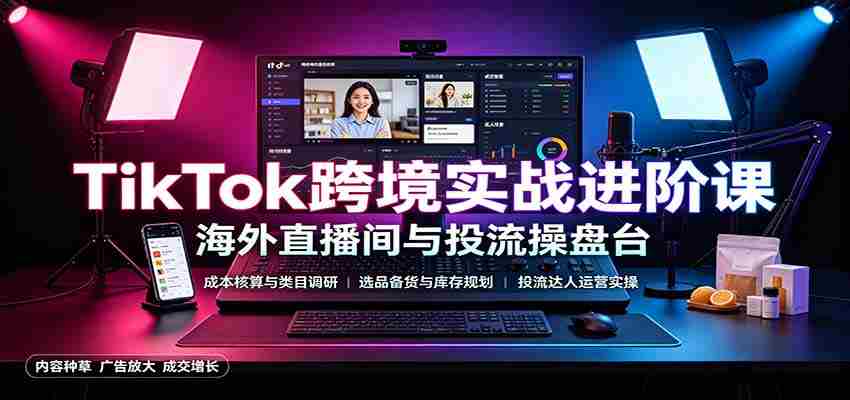 TikTok跨境实战进阶课：成本核算类目调研，选品备货，投流达人运营-造富网