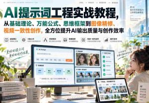 AI提示词工程实战教程,从基础理论、万能公式、思维框架到图像精修、视频一致性创作,全方位提升AI输出质量与创作效率-造富网