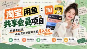 淘宝闲鱼共享会员项目,信息差玩法,小白卖共享账号也能月入5K-造富网