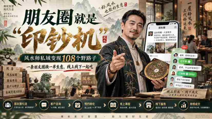 朋友圈就是“印钞机”,风水师私域变现108个野路子,一条朋友圈换一单生意,线上线下一起吃【文档】-造富网