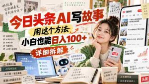 今日头条AI写故事，用这个方法，小白也能日入100+，详细拆解-造富网