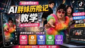 抖音博主的AI胖妹历险记教学,伙伴计划+分成计划+收徒+商单等多种收益,适合新手,手机电脑都可以操作-造富网