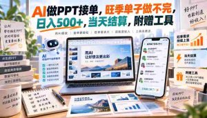 AI做PPT接单，旺季单子做不完，日入500+，当天结算，附赠工具【揭秘】-造富网