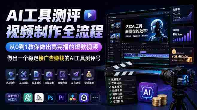 从零开始打造爆款AI测评视频,掌握全流程,轻松实现高完播率,开启广告收益之旅-造富网