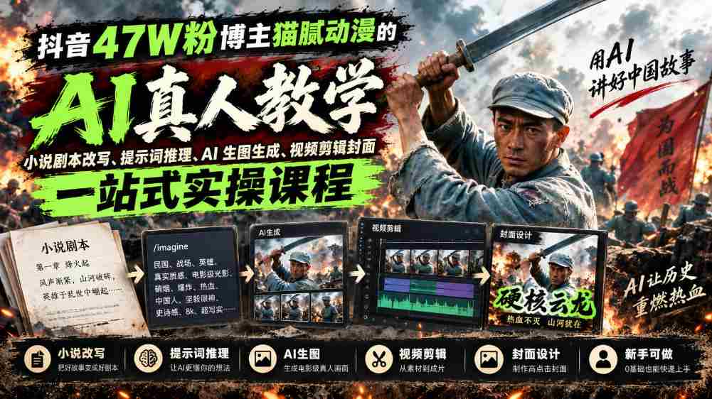 揭秘抖音47万粉丝达人猫腻动漫:AI真人漫剧制作全攻略,从剧本改写到视频剪辑,一网打尽!-造富网